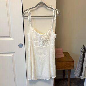 Astr Midi Tie-Strap White Mini Dress